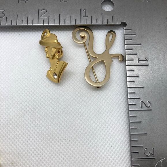 Vintage Lot of 5 Gold Tone Brooch Pin LC Golf Clubs JJ Face Rhinestone 2000 Y - Picture 15 of 16